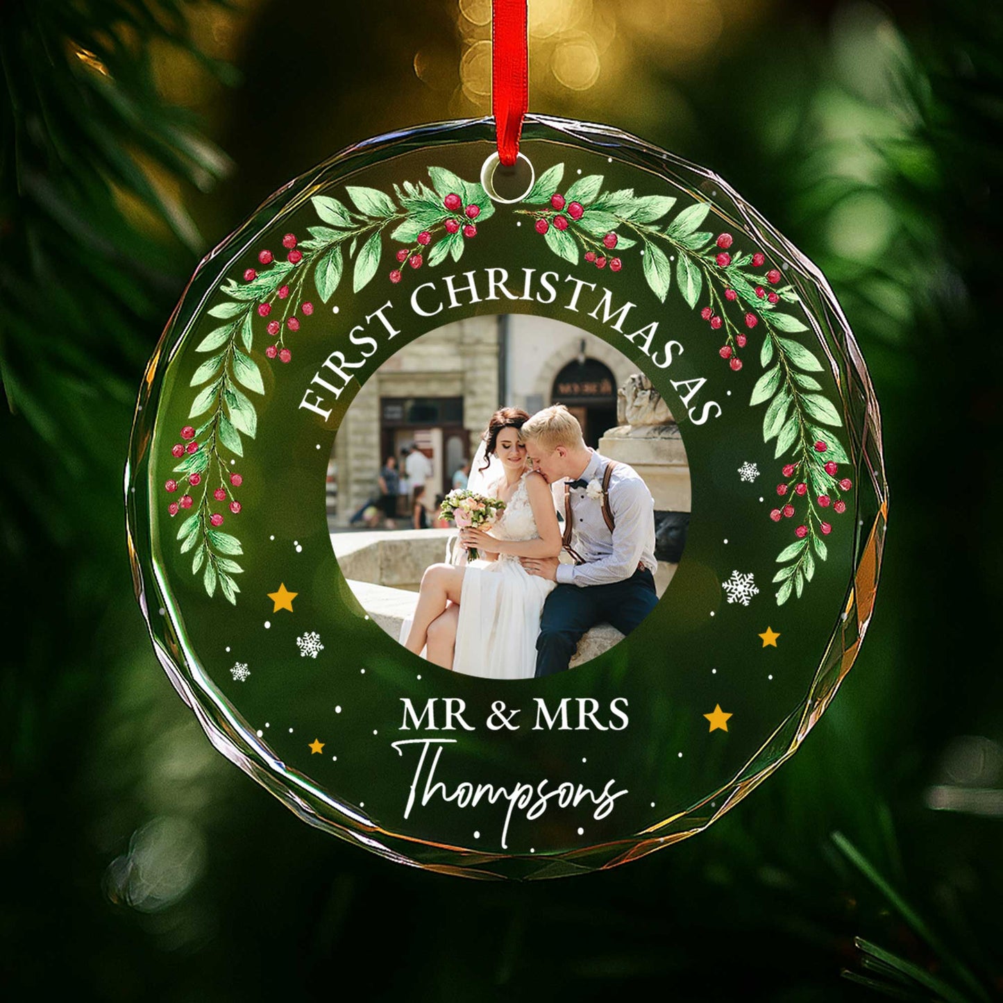 First Christmas As Mr & Mrs, Holly Berries, Stars