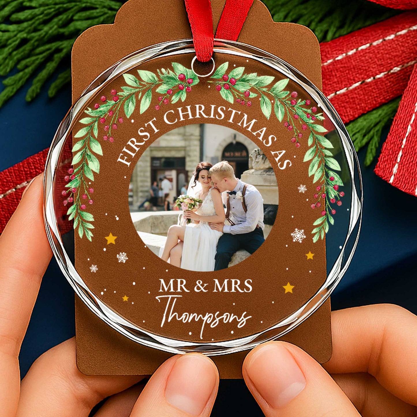 First Christmas As Mr & Mrs, Holly Berries, Stars