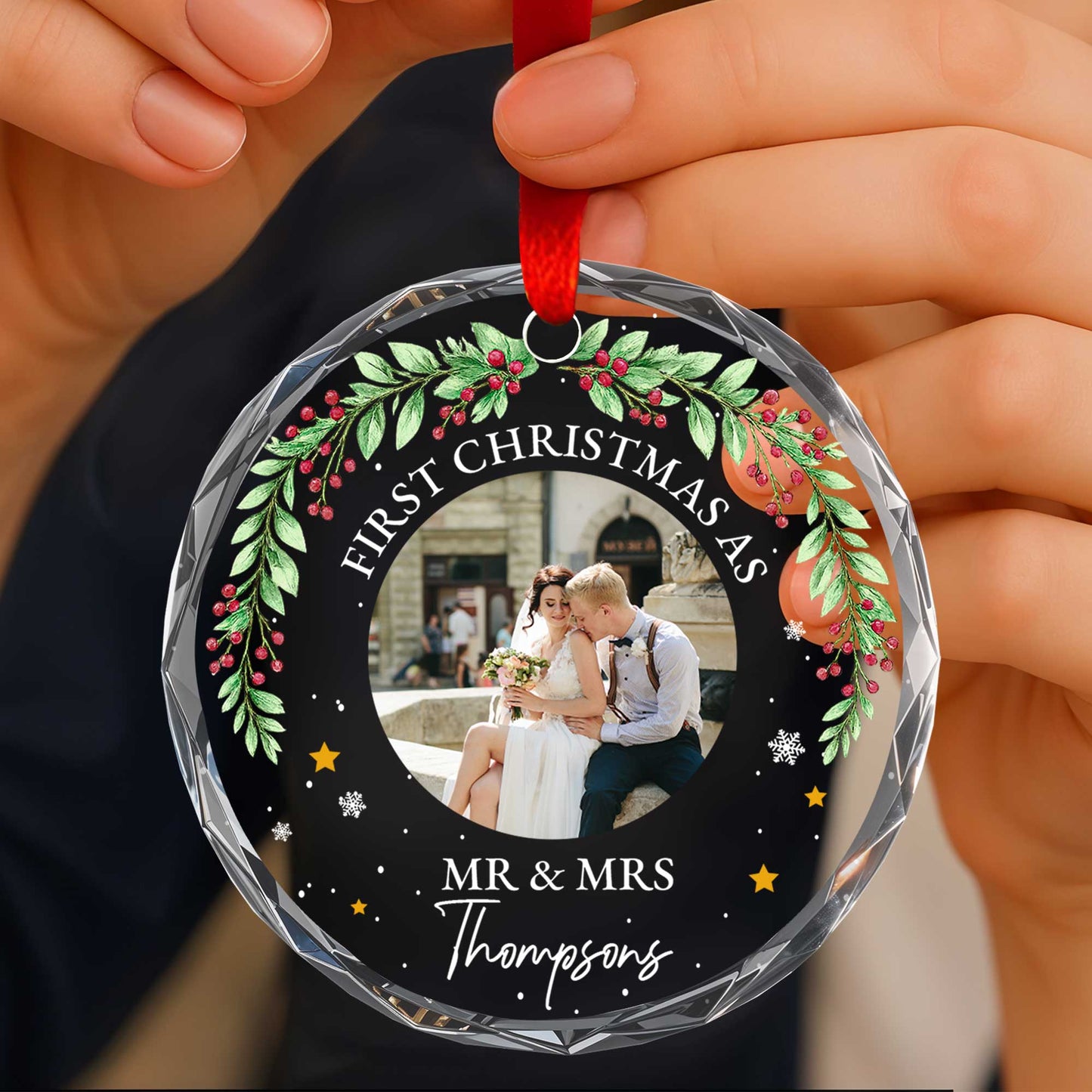 First Christmas As Mr & Mrs, Holly Berries, Stars