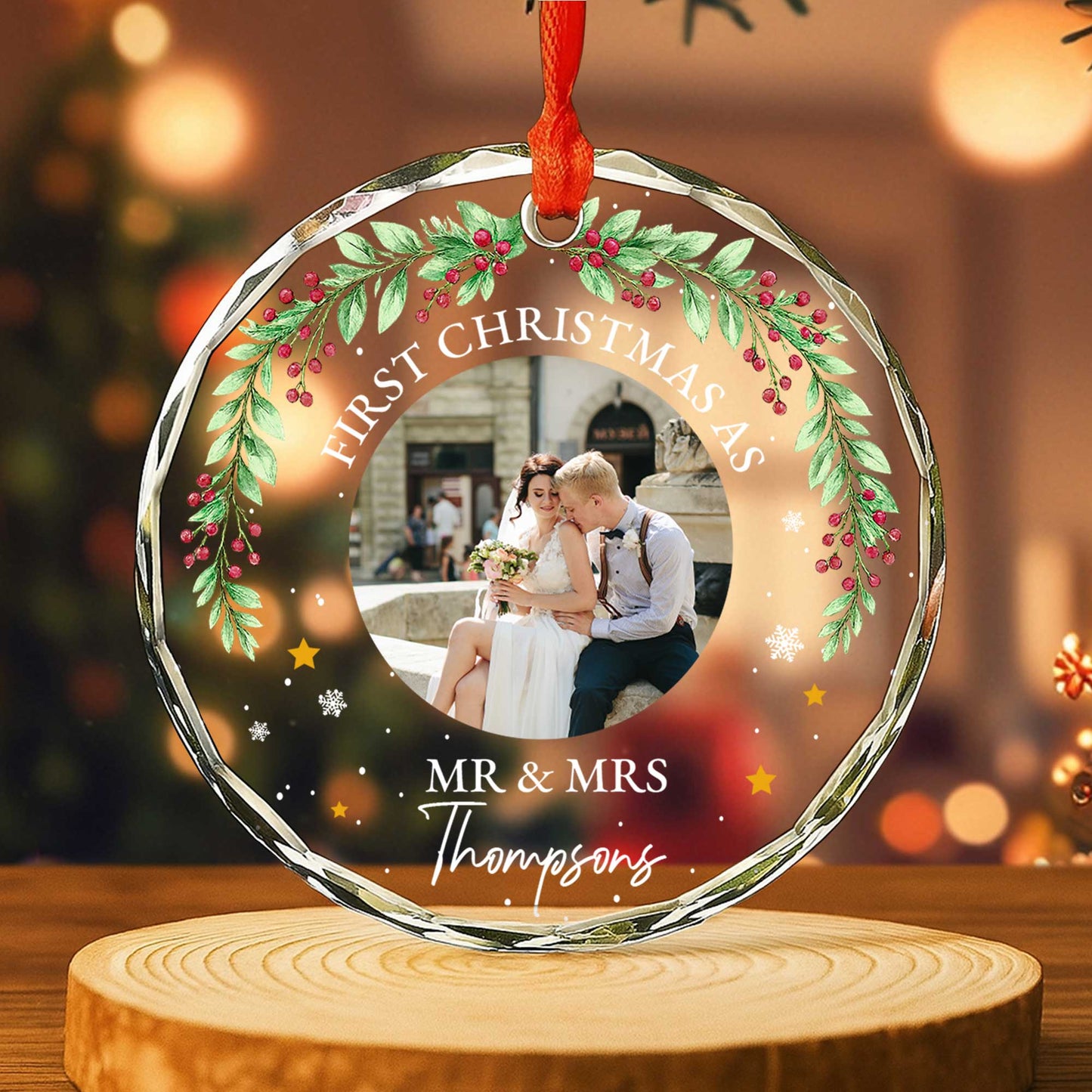 First Christmas As Mr & Mrs, Holly Berries, Stars