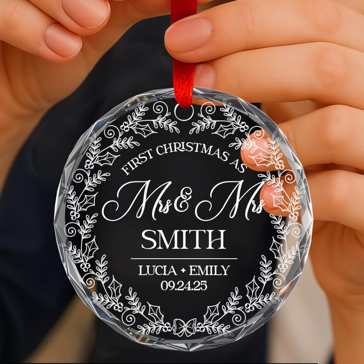 First Christmas as Mr and Mrs, Leaves and Vines Design