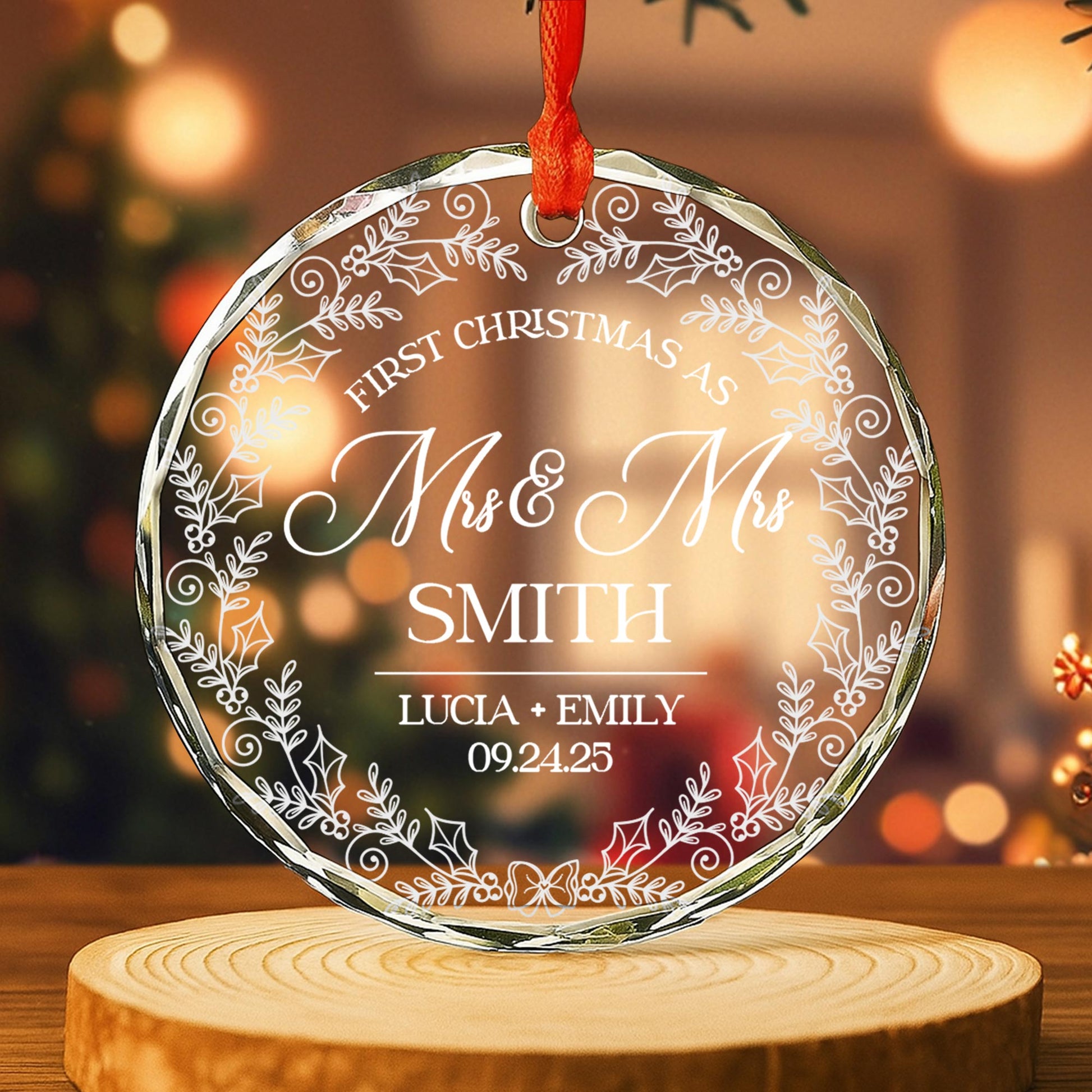 First Christmas as Mr and Mrs, Leaves and Vines Design