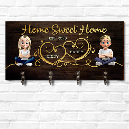 Home Sweet Home With Heart Design And Cartoon Characters