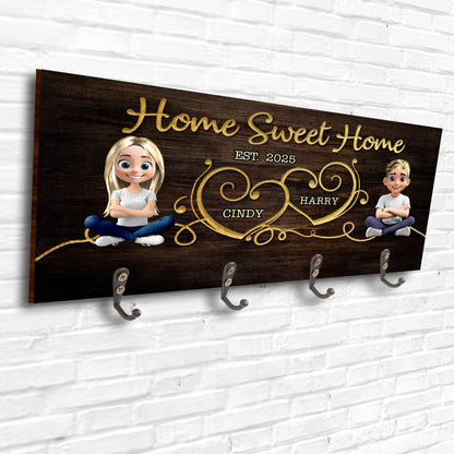 Home Sweet Home With Heart Design And Cartoon Characters