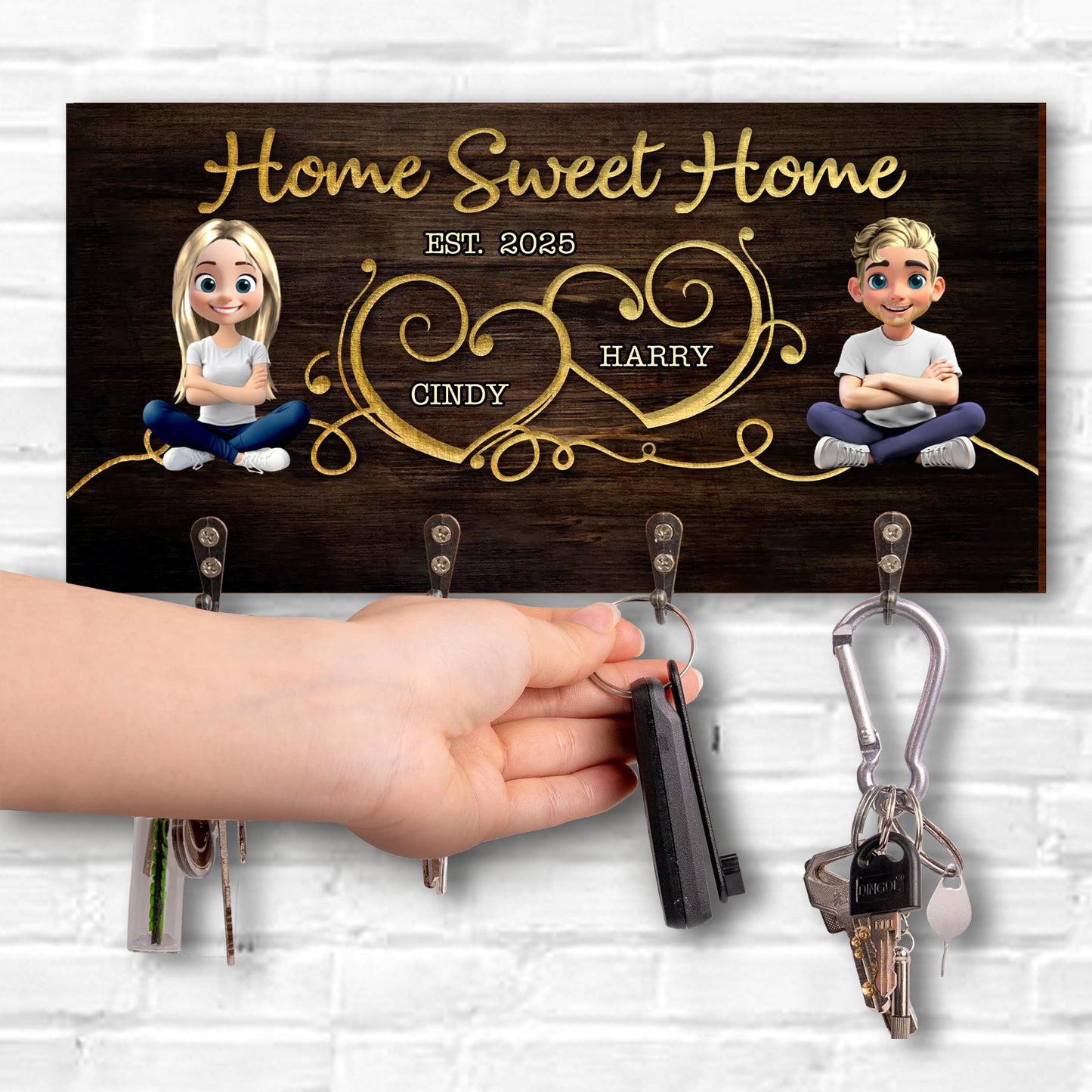 Home Sweet Home With Heart Design And Cartoon Characters