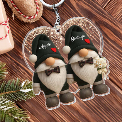 Customizable Bridal And Groom Gnomes Keychain