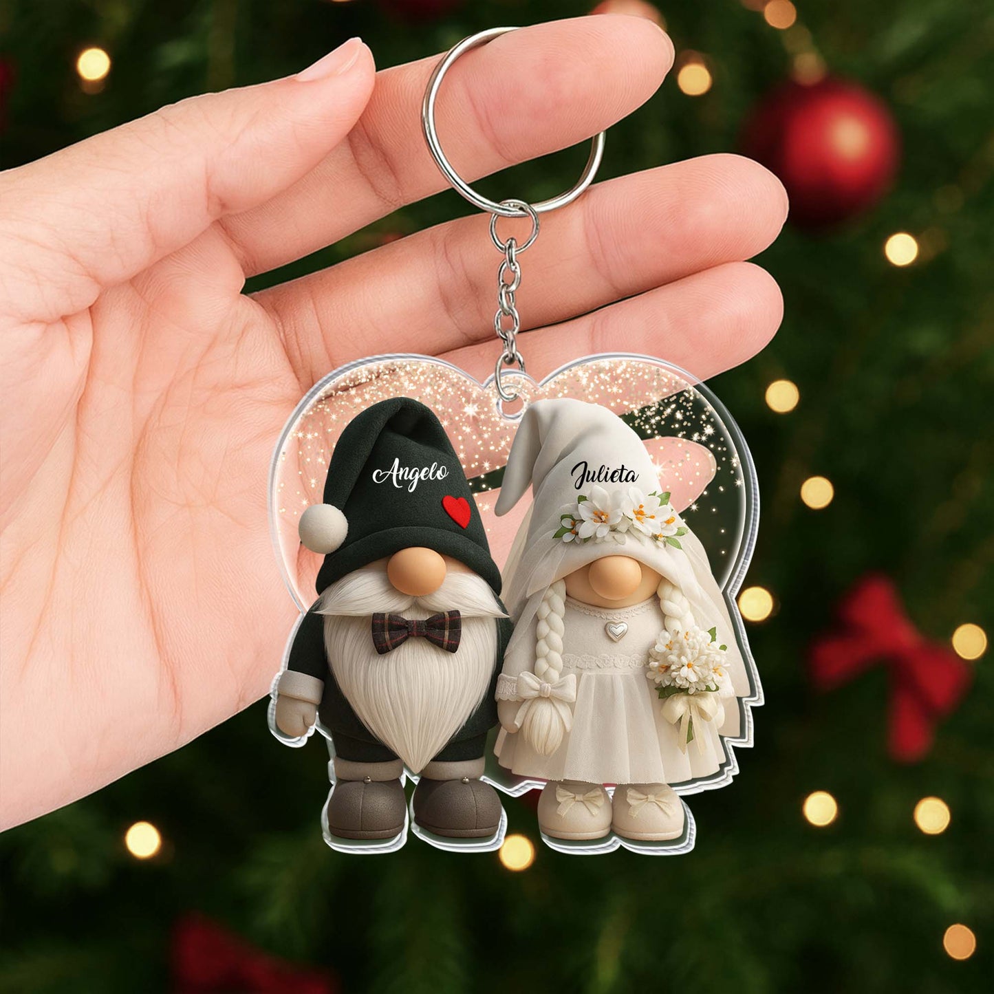Customizable Bridal And Groom Gnomes Keychain