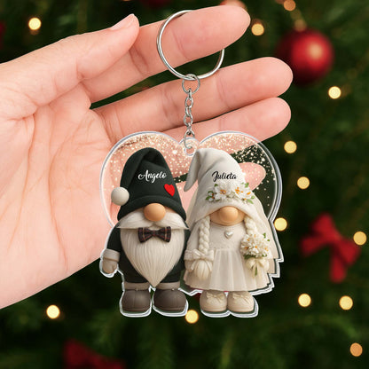 Customizable Bridal And Groom Gnomes Keychain