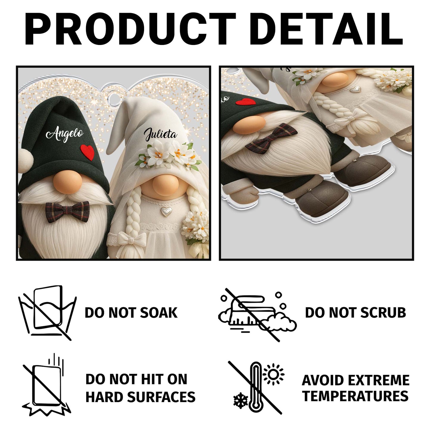 Customizable Bridal And Groom Gnomes Keychain