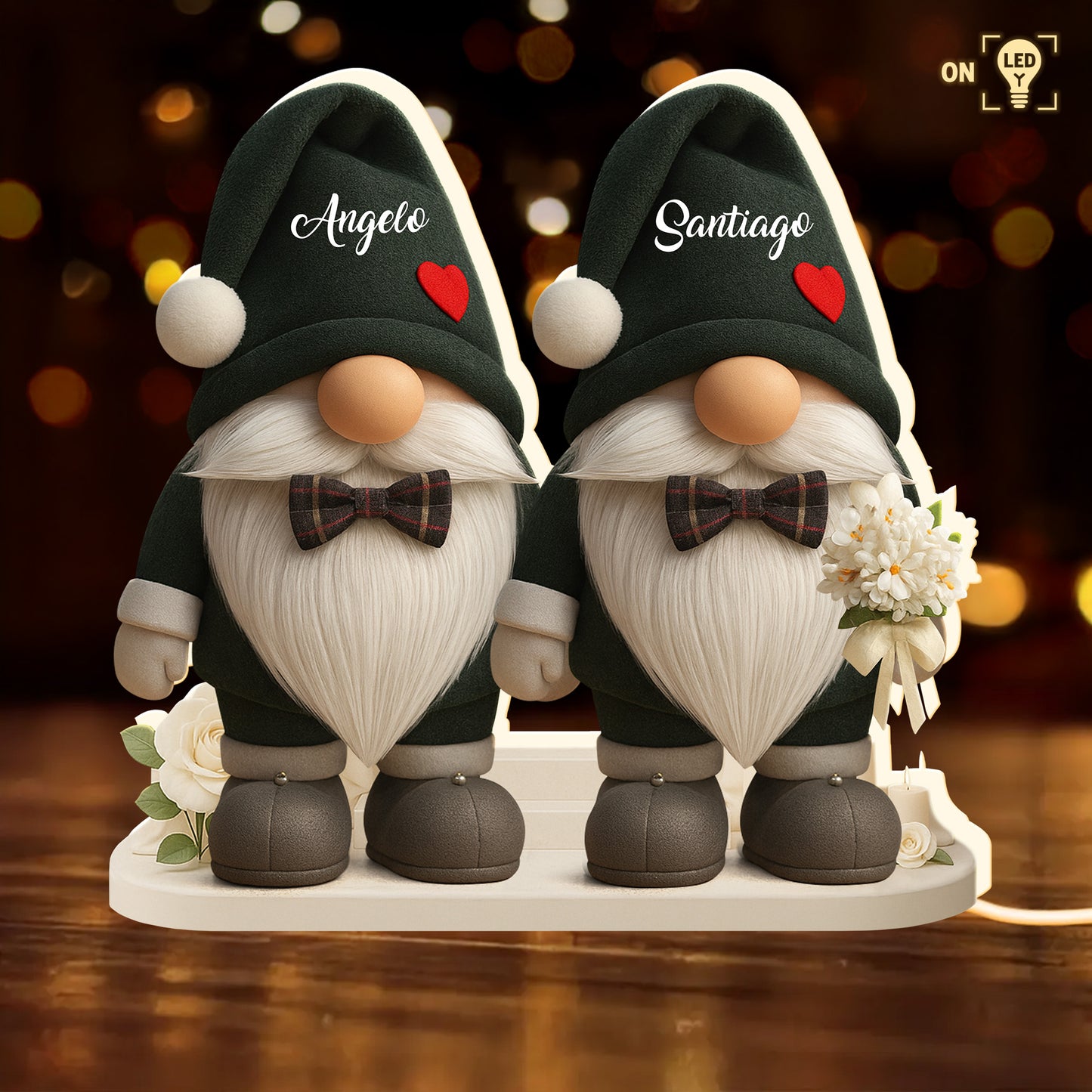 Timeless Bond, Groom And Bride With Hearts And Flowers