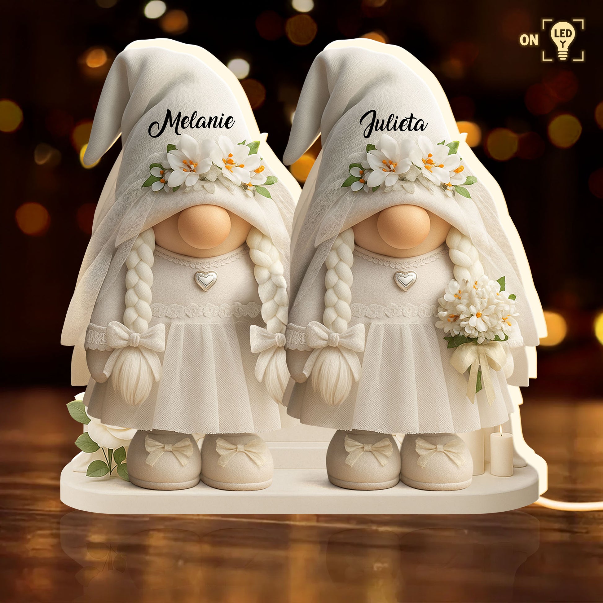 Timeless Bond, Groom And Bride With Hearts And Flowers