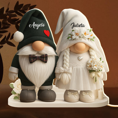 Timeless Bond, Groom And Bride With Hearts And Flowers