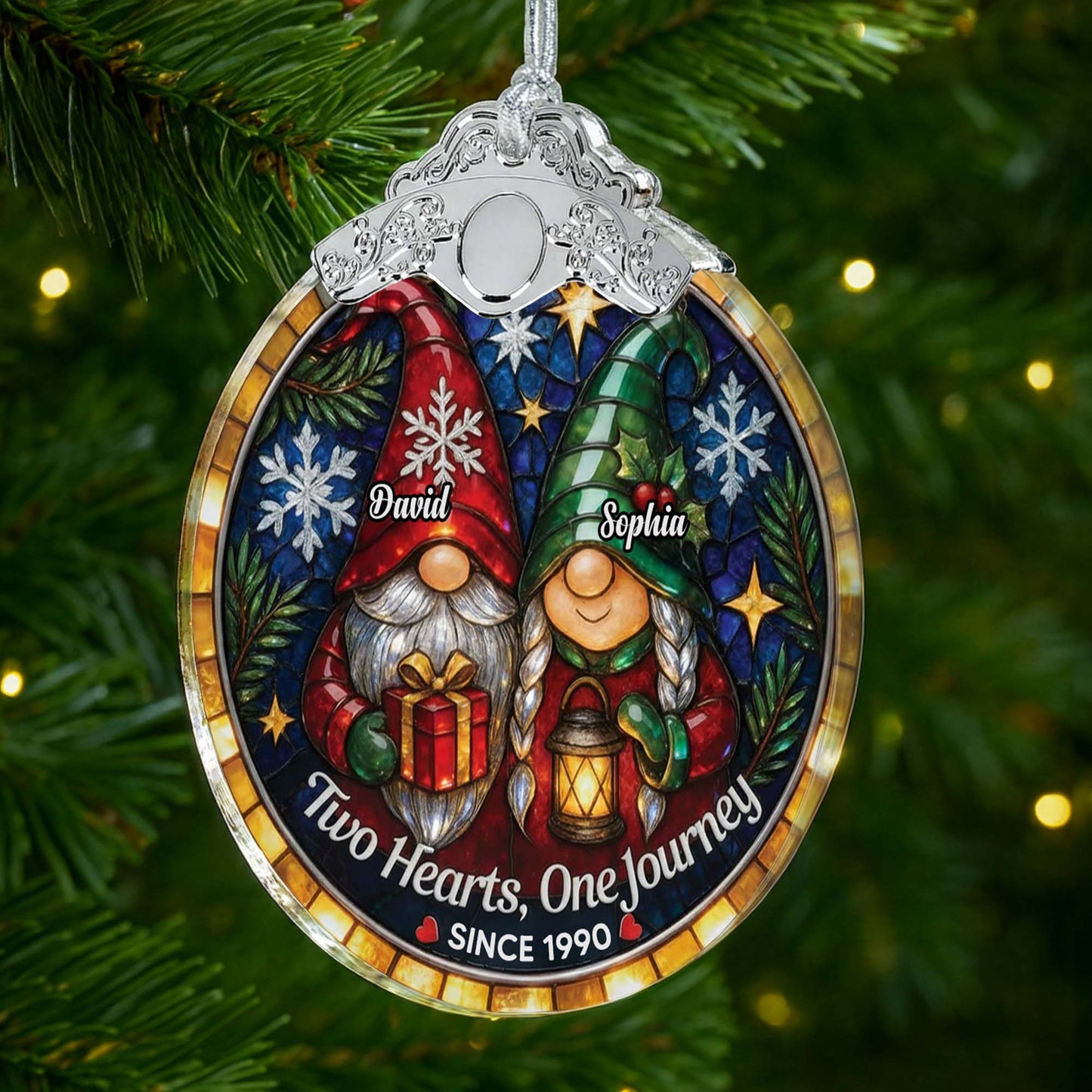 Two Hearts One Journey, Gnomes With Gifts And Lantern