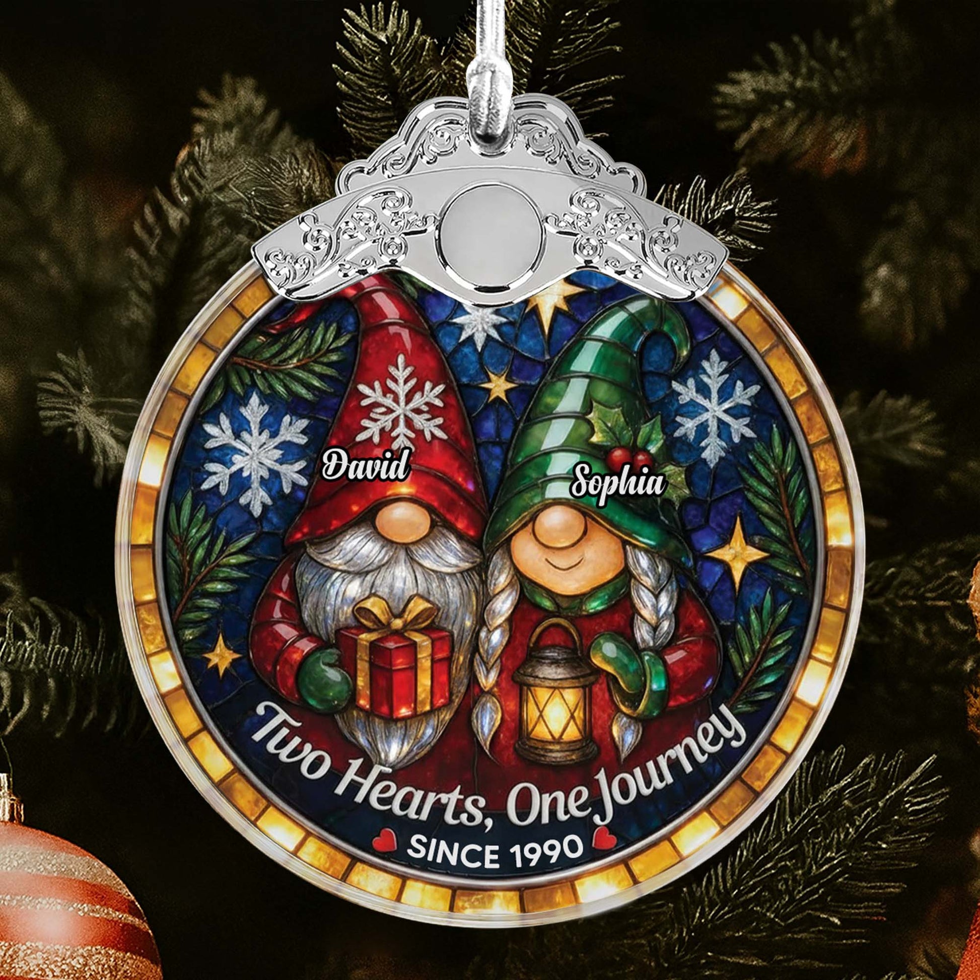 Two Hearts One Journey, Gnomes With Gifts And Lantern