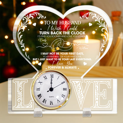 To My Husband, Forever & Always Heart Clock
