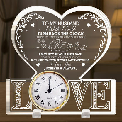 To My Husband, Forever & Always Heart Clock