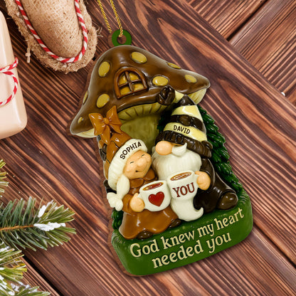 God Knew My Heart Needed You, Mushroom House - Personalized Custom Wood Ornament, Custom Shaped - CPL525_WDO