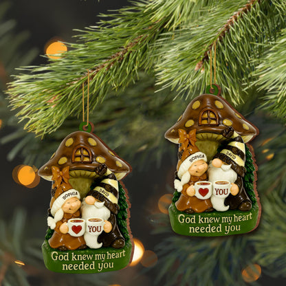 God Knew My Heart Needed You, Mushroom House - Personalized Custom Wood Ornament, Custom Shaped - CPL525_WDO