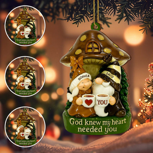 God Knew My Heart Needed You, Mushroom House - Personalized Custom Wood Ornament, Custom Shaped - CPL525_WDO