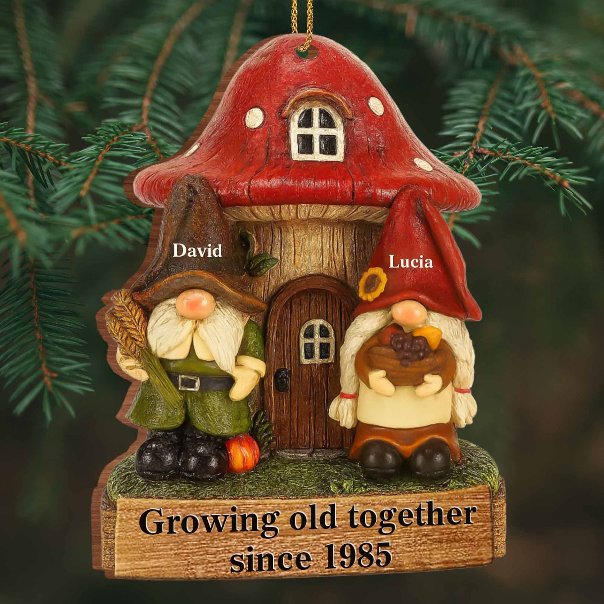 Growing Old Together Gnome Couple Ornament