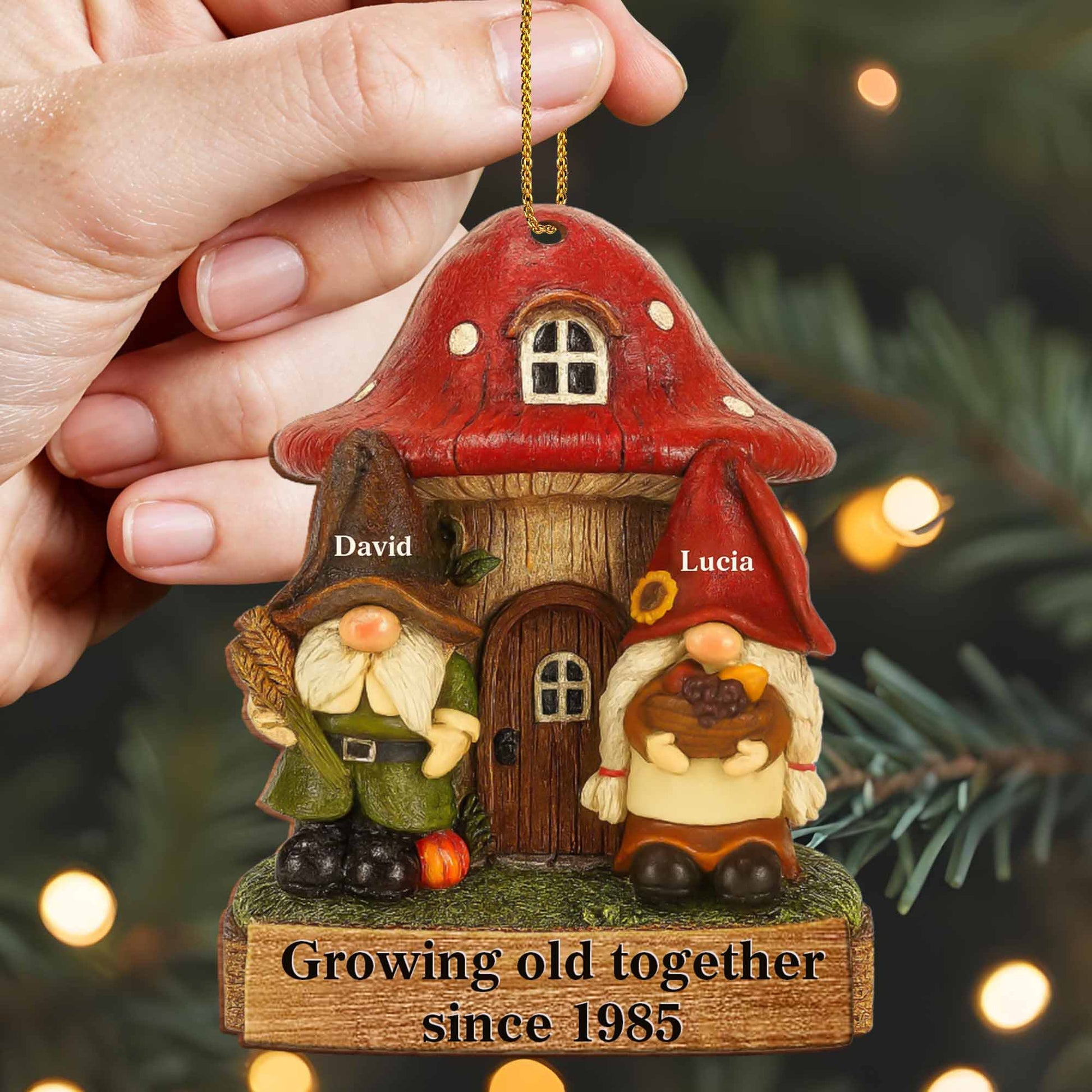 Growing Old Together Gnome Couple Ornament
