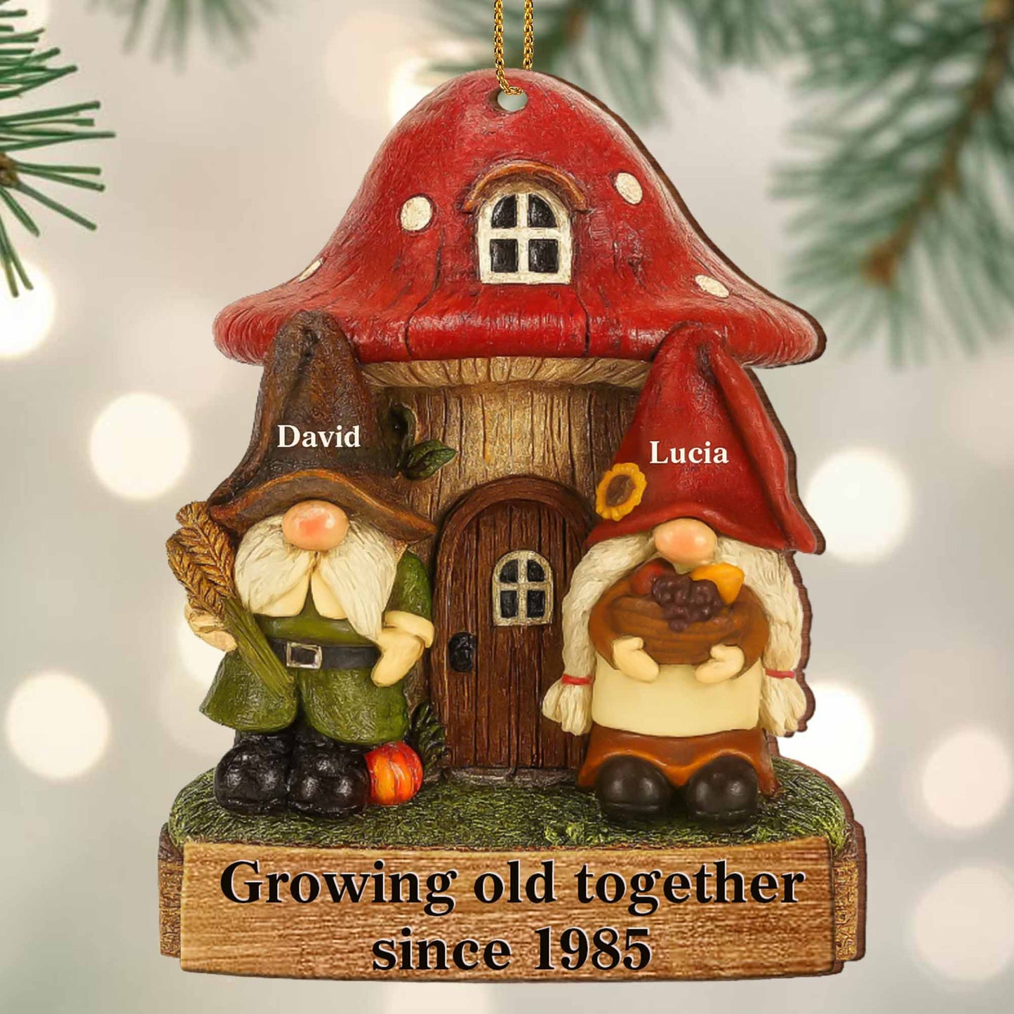 Growing Old Together Gnome Couple Ornament