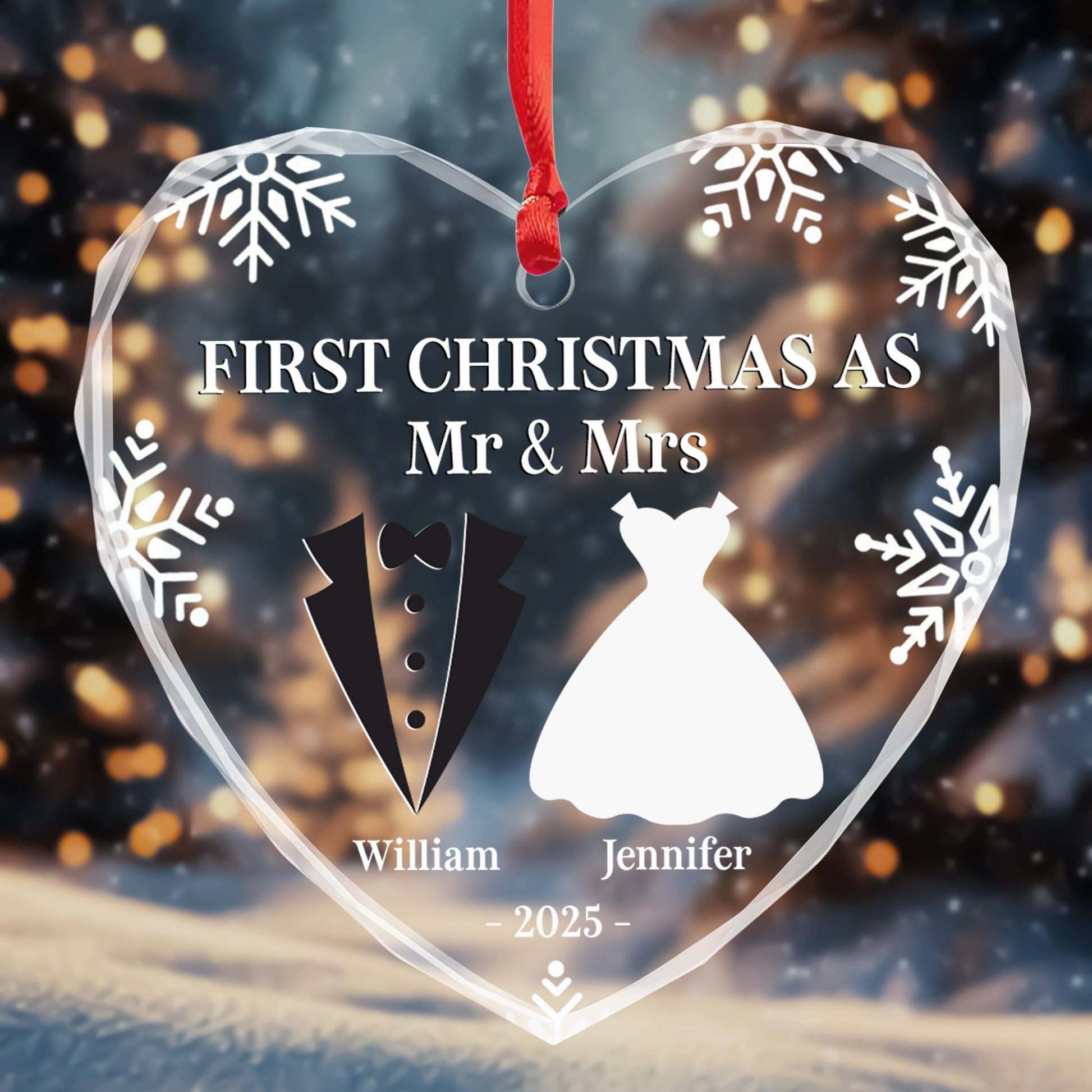 First Christmas As Mr & Mrs, Tuxedo And Wedding Dress