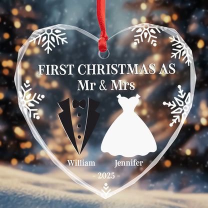 First Christmas As Mr & Mrs, Tuxedo And Wedding Dress