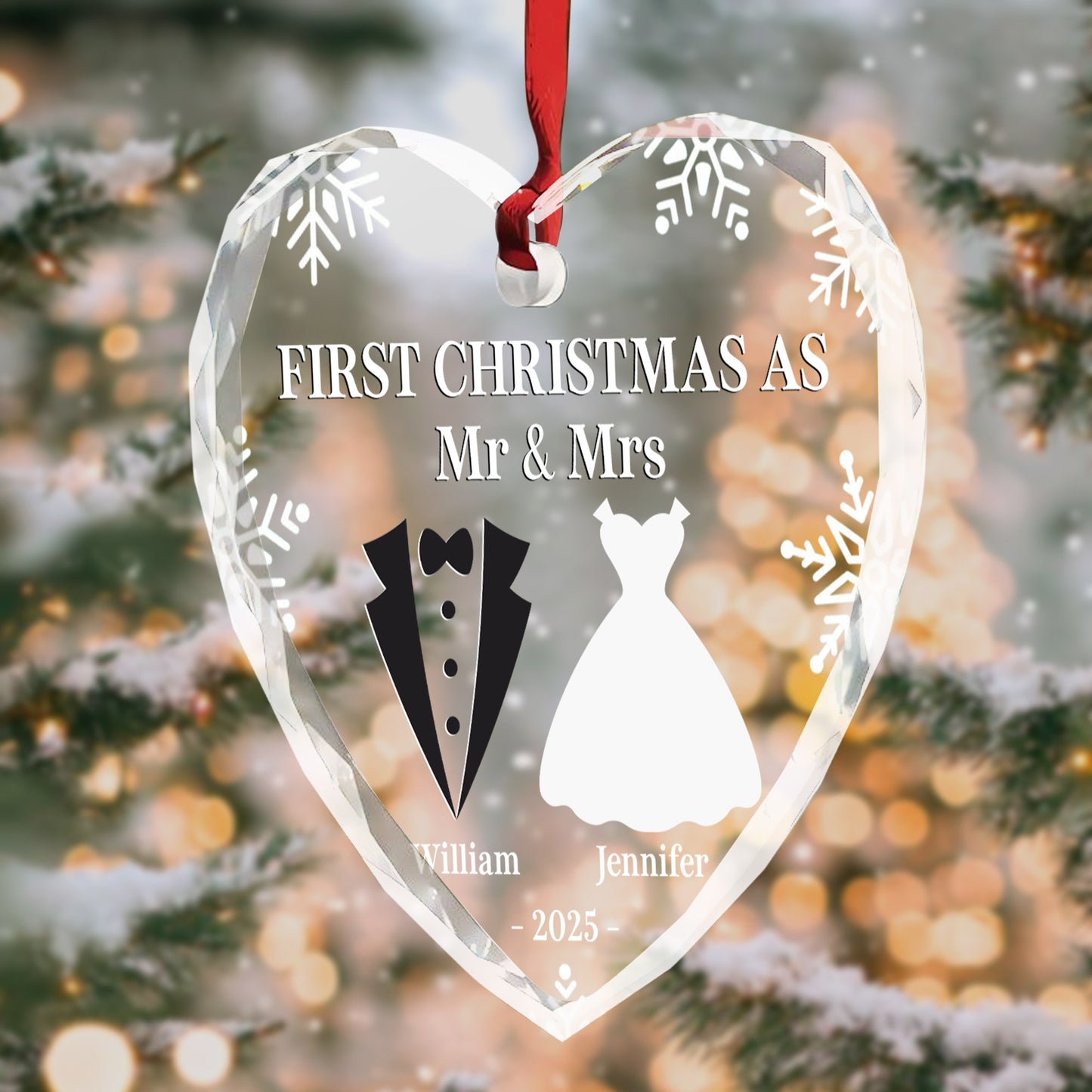 First Christmas As Mr & Mrs, Tuxedo And Wedding Dress