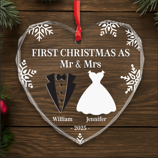 First Christmas As Mr & Mrs, Tuxedo And Wedding Dress