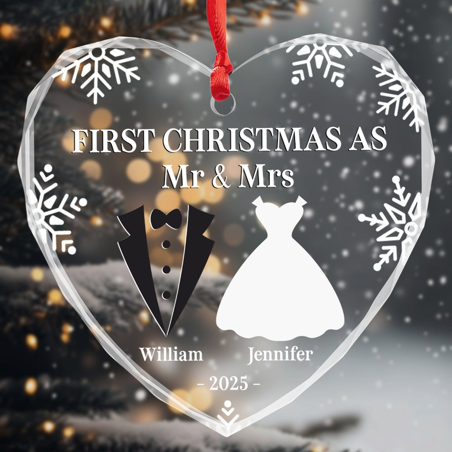 First Christmas As Mr & Mrs, Tuxedo And Wedding Dress