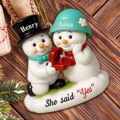 She Said Yes Snowmen With Engagement Ring