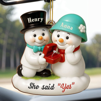 She Said Yes Snowmen With Engagement Ring