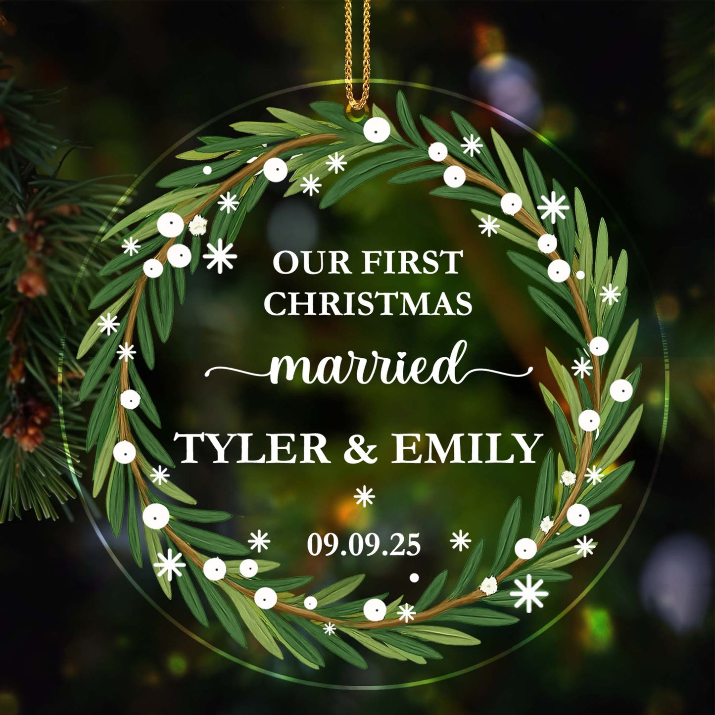Our First Christmas Married Wreath Ornament