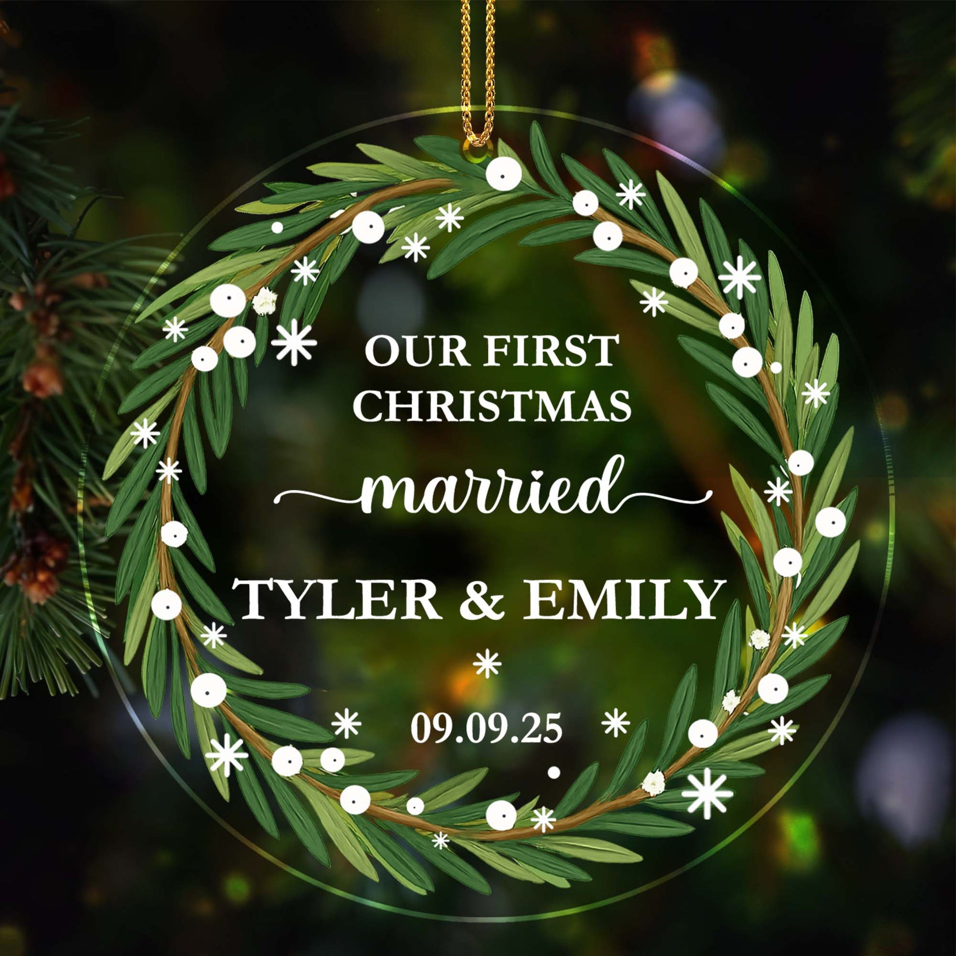 Our First Christmas Married Wreath Ornament