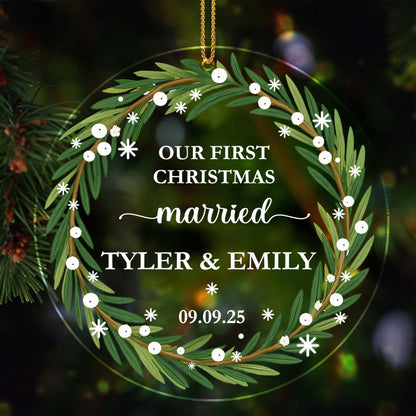 Our First Christmas Married Wreath Ornament