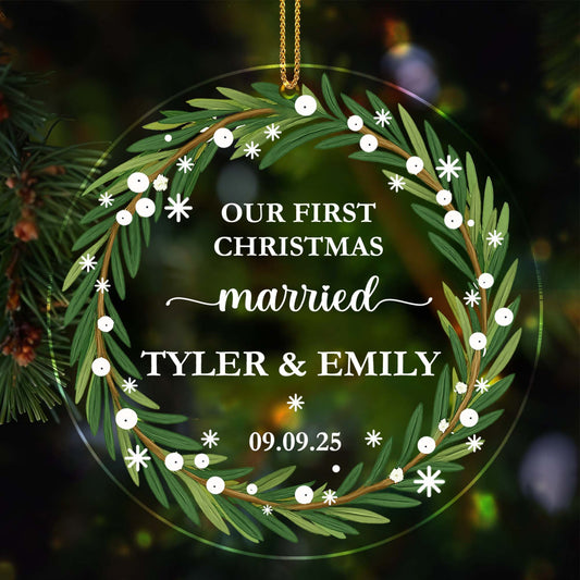 Our First Christmas Married Wreath Ornament