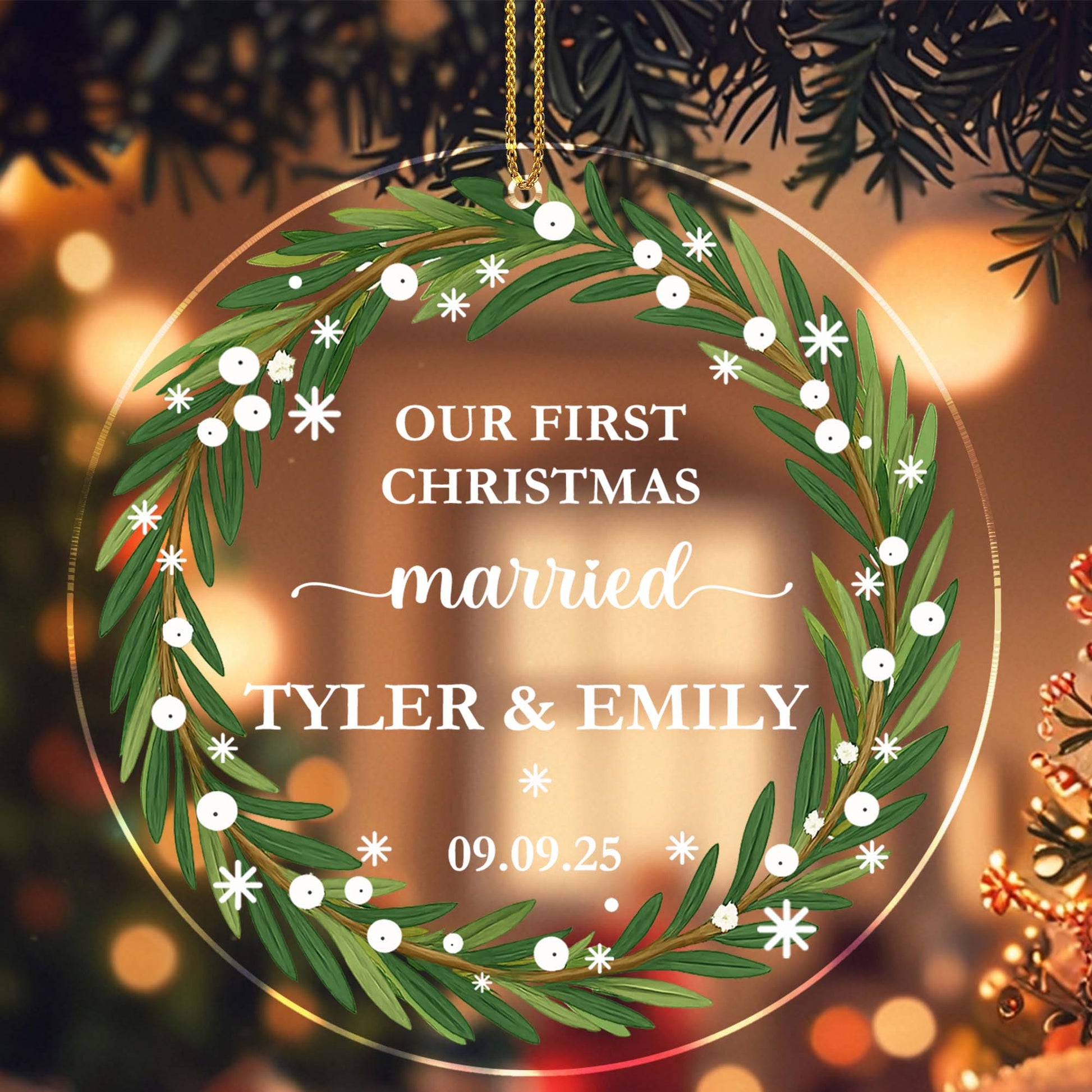 Our First Christmas Married Wreath Ornament