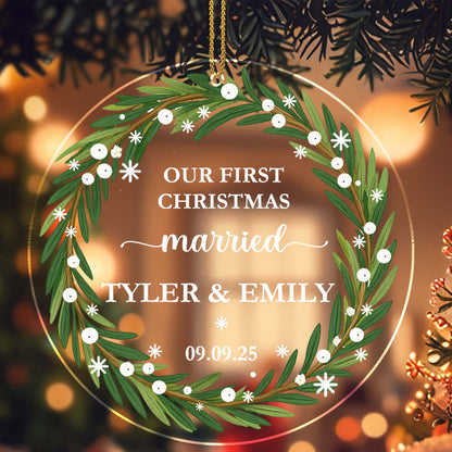 Our First Christmas Married Wreath Ornament