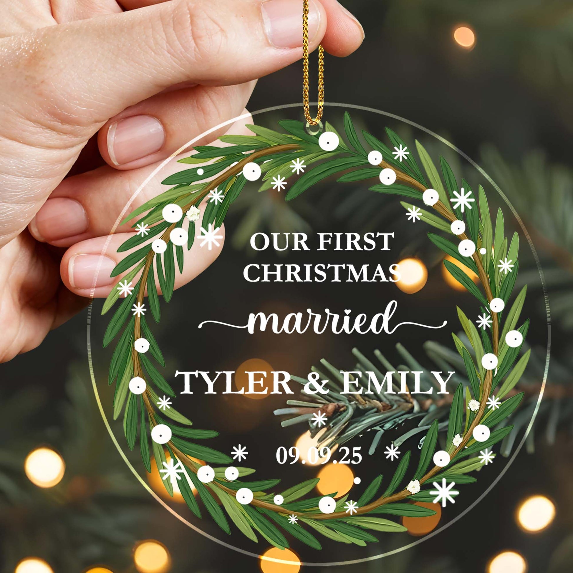 Our First Christmas Married Wreath Ornament