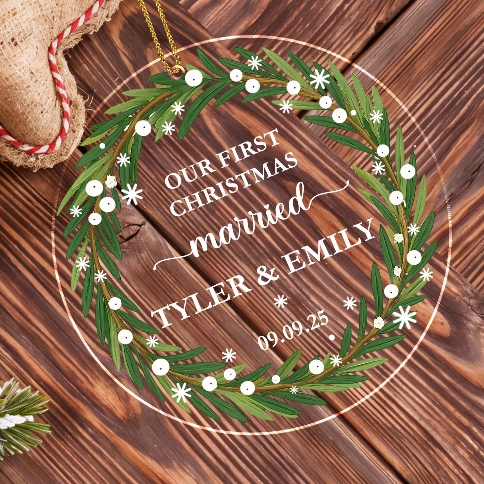 Our First Christmas Married Wreath Ornament