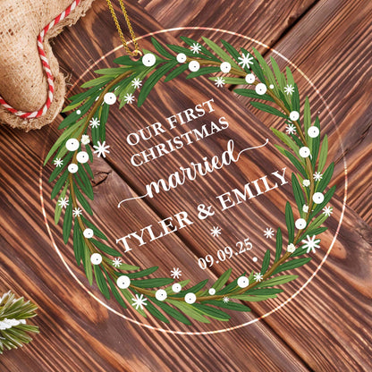 Our First Christmas Married Wreath Ornament
