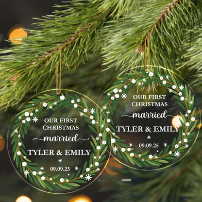 Our First Christmas Married Wreath Ornament
