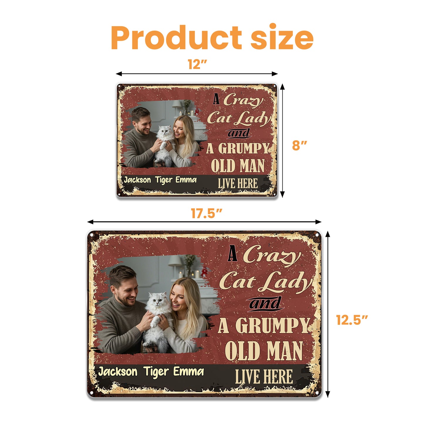 A Crazy Cat Lady And A Grumpy Old Man Live Here - Personalized Metal Sign - CPL533_MSIGN
