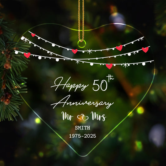 Happy 50th Anniversary with Hearts and Lights