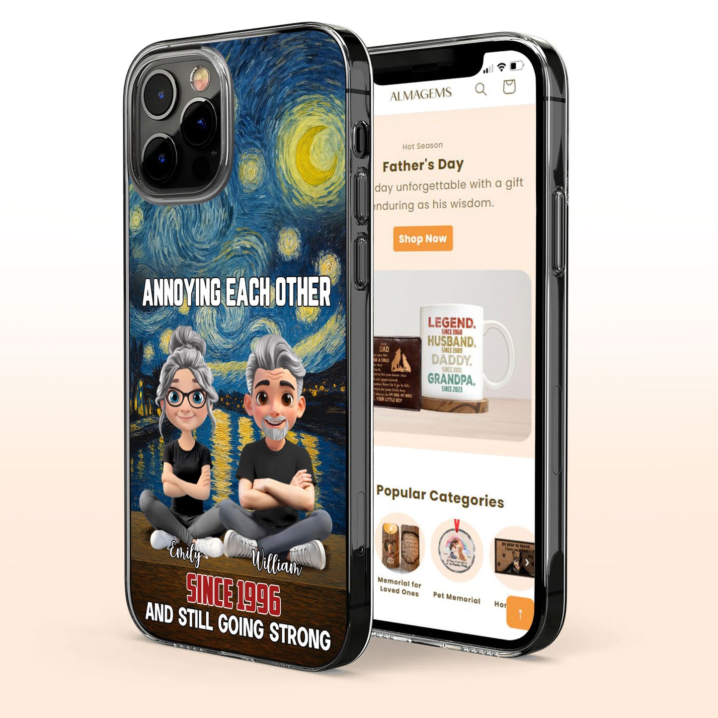 Annoying Each Other, Starry Night, Cartoon Couple