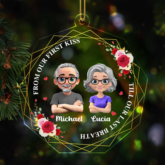 From Our First Kiss Till Our Last Breath, Heart and Roses - Personalized Custom Acrylic Ornament, Christmas Gift - CPL539_ACO