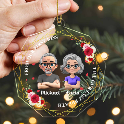 De notre premier baiser jusqu'à notre dernier souffle, cœur et roses - Décoration acrylique personnalisée, cadeau de Noël - CPL539_ACO