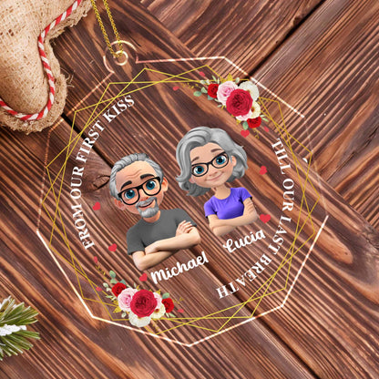 De notre premier baiser jusqu'à notre dernier souffle, cœur et roses - Décoration acrylique personnalisée, cadeau de Noël - CPL539_ACO