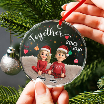 Together Since, Cartoon Couple With Santa Hats